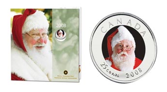 2008 Canada Holiday Commemorative Coin Set with colourized 25 cent